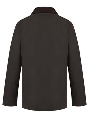 Brown Cotton Wax Jacket With Corduroy Collar