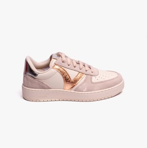 MADRID METAL & SPLIT LEATHER Womens Trainers Nude