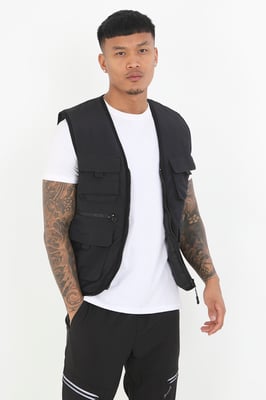 Black 'Whiskey' Utility Style Padded Vest