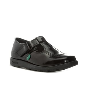 Girl's Kickers Children Fragma T-Bar Patent Shoes in Black