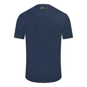 Plein Sport Marineblauw T-shirt met gedurfd gespleten logo