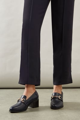 Wide Fit Lydia Snaffle Trim Apron Front Medium Heeled Loafers