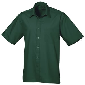 Premier Heren Korte Mouw Formele Poplin Gewoon Werk Shirt (Fles)