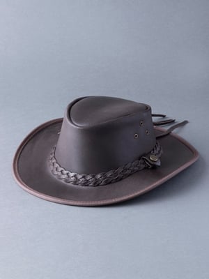 Outback III Australian Style Leather Hat in Brown