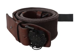 Ermanno Scervino Women's Dark Brown Leather Wide Buckle Waist Belt