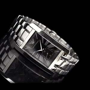 Emporio Armani AR0156 Klassiek Zwart Rechthoek Herenhorloge