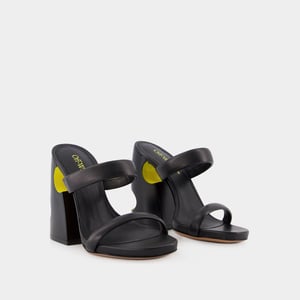Bulky Slides - Off White - Black/Yellow - Leather