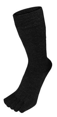 TOETOE - Mens & Ladies Outdoor Soft Wool Moisture Wicking Mid Calf Toe Socks - Black