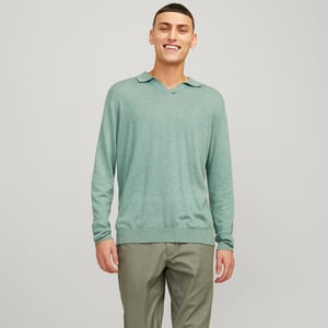 Jack & Jones Tröja Cigor Linne Split Neck Grön