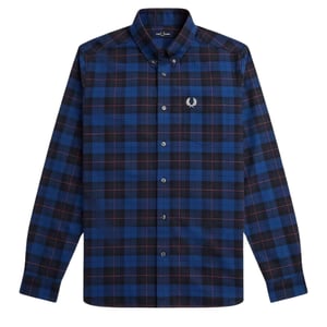 Fred Perry marineblauw tartan overhemd met lange mouwen