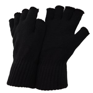 FLOSO Mens Fingerless Winter Gloves (Black)