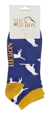 Mens Bamboo Trainer Socks | Mr Heron | Animal Themed Breathable Low Cut Sneaker Socks - Labrador (Navy)