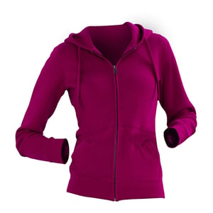 Russell Dames Premium Authentieke Hoodie met rits (3-laagse stof) (Fuchsia)