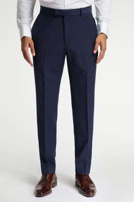 Regular Fit Dark Blue Plain Trousers
