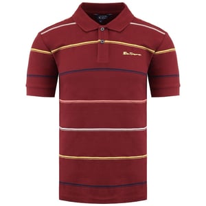 Ben Sherman Gestreept Heren Bourgondisch Polo Shirt