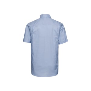 Russell Collection Mens Oxford Easy-Care Short-Sleeved Shirt (Oxford Blue)