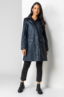 Waxed Longline Hooded Coat
