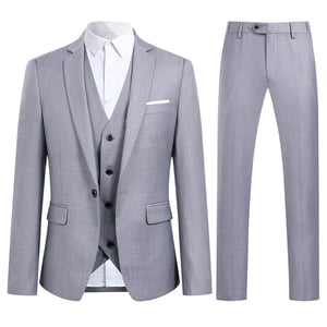 3-delad Slim Fit One Button Fashion Grå Kostym