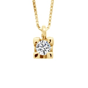 Solitaire diamanten halsketting 0,10 Cts Yellow Gold