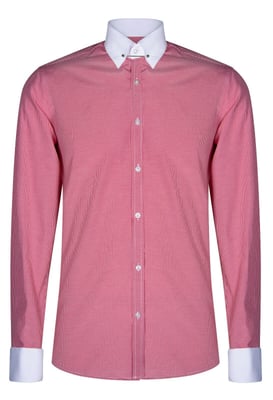 Mens Club Collar Red Shirt 1920s Peaky Blinders With Bar Poplin Pin Smart Casual