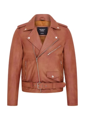 Herr Tan Classic Brando Läder Biker Jacket - Heinola