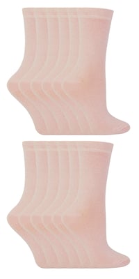 12 par multipack färgglada fritidsstrumpor i bomull för barn | Sock Snob | enfärgade klädstrumpor för pojkar och flickor - ljusrosa