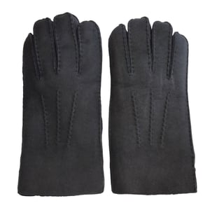 Heren zwarte luxe schapenvacht suède leren handschoenen