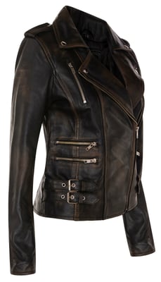 Dames leren Brando bikerjack-Loddon