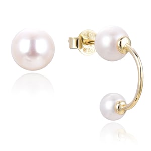 Gena.paris 'Asymmetrische' Dames 925 Sterling Zilveren Oorbellen - Goud GBO1533-Y