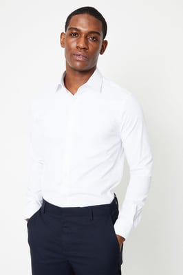 White Slim Fit Long Sleeve Easy Iron Shirt