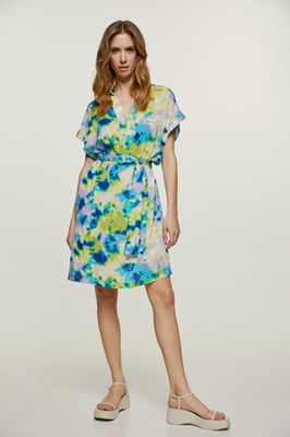 Jurk met abstracte print en splitjes