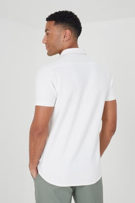 Cream 'Cadby' Short Sleeve Textured Shirt
