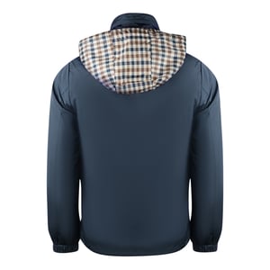 Aquascutum Enfärgad marinblå lättviktsjacka med huva