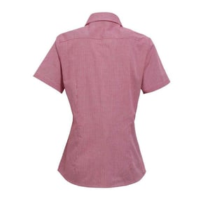 Premier Womens/Ladies Gingham Short-Sleeved Shirt (Red/White)