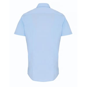 Premier Heren Poplin Stretch Overhemd met Korte Mouwen (Lichtblauw)