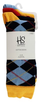 HS by Happy Socks - Mens 3 Pack Fun Novelty Dress Socks - Spot (Navy)
