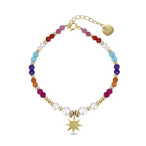 Luxenter 925 Sterling Zilveren Armband met Veelkleurig Kristal in 18K Geel Goud - Shasha