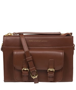 'Monica' Dark Tan Nappa Leather Cross Body Bag