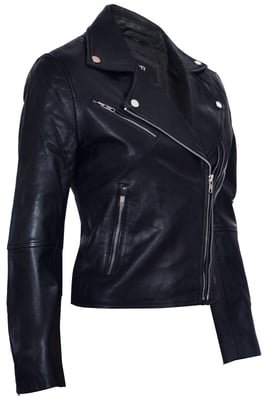 Dames leren retro bikerjack-Madeley