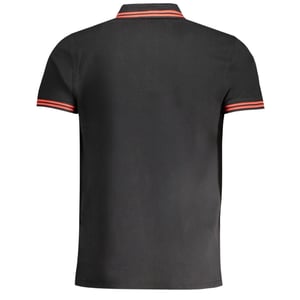 Cavalli Class Tipped Collar Red Logo Black Polo Shirt