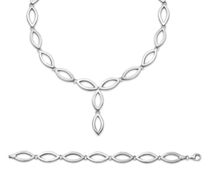Orphelia Dames 925 Sterling Zilveren Set: Ketting + Armband - Zilver SET-039
