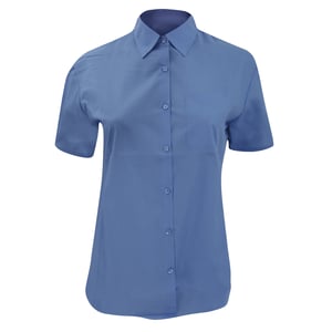 Russell Collection Ladies/Womens Short Sleeve Poly-Cotton Easy Care Poplin Shirt (Corporate Blue)