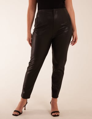 Curve Matte Faux Leather Tailored Trousers