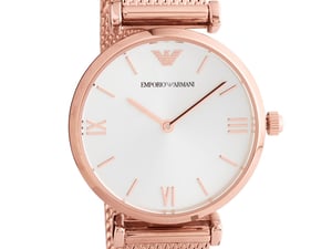 Emporio Armani  AR1956 Rose Gold Plated Silver Dial Mesh Bracelet