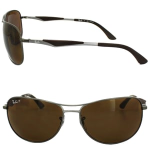 Ray-Ban Aviator Unisex Gunmetal Brown Polarized Solglasögon