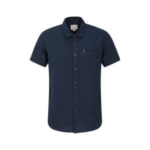 Mountain Warehouse Heren Kokosnoot Slub Overhemd met Korte Mouwen (Donkerblauw)