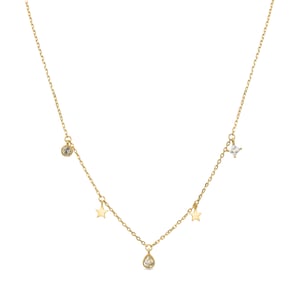 Luxenter Star Ketting gemaakt van 925 sterling zilver en briljant zirkonia afgewerkt met 18 karaat geelgoud plating