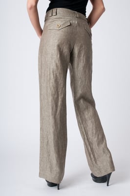 Rechte linnen broek Khaki