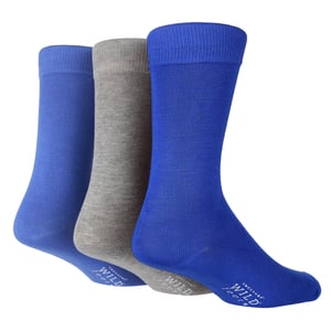Wild Feet - 3 Pack Mens Breathable Plain Coloured Bamboo Socks
