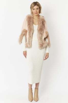 Faux Fur Faux Suede Cape Jacket